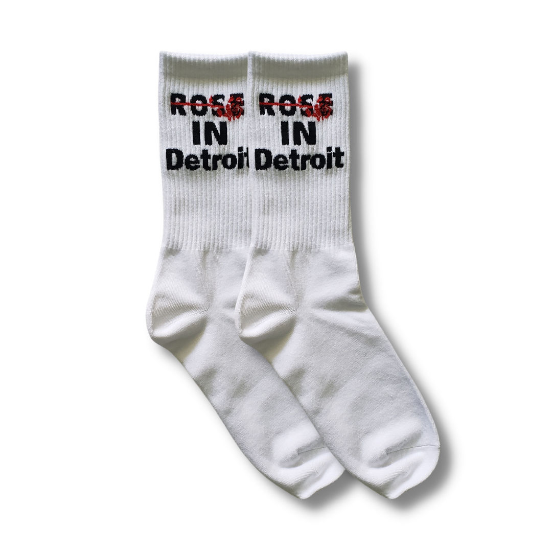 Rose In Detroit® Crew Socks (White)