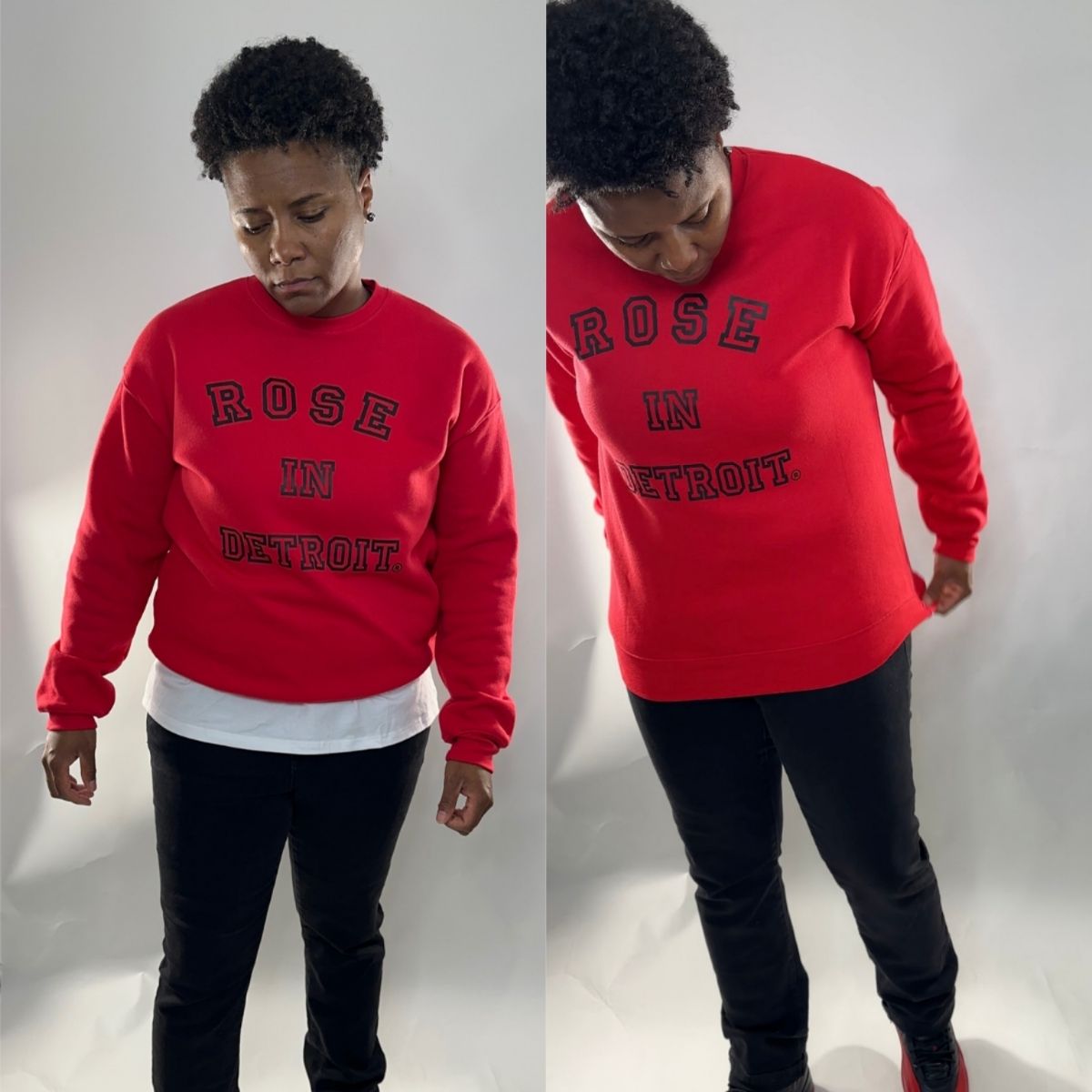 Rose In Detroit Air D™ Sweatshirt ( Red and Black)